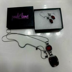 Set of ruby red earth and necklace